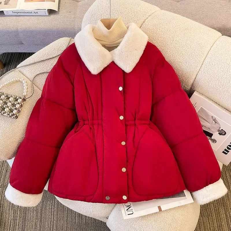 Black Down Cotton-Padded Jacket Women Korean Autumn Winter Cotton Coat Outwear Fashion Elegant Puffer Coats Female Tops Clothing