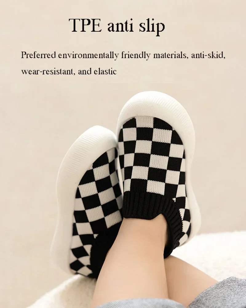 2026 Neu eingetroffene Slip-on Kleinkinderschuhe Klassische karierte Baby-Lauflernschuhe für Jungen und Mädchen Frühling Herbst Rutschfeste Sneaker Sportschuhe – Detail 8
