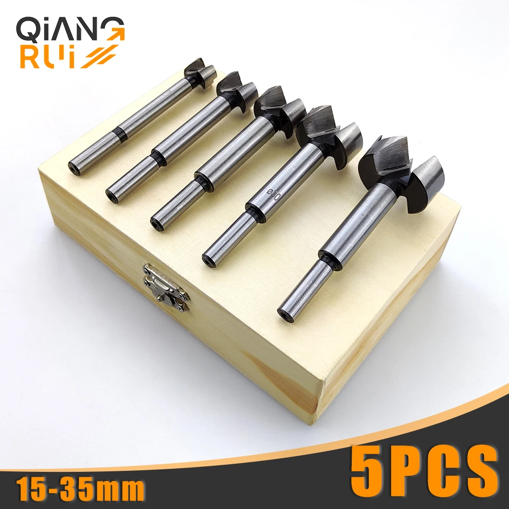 5Pcs15-35mm multi-tooth flat wing drill bit set woodworking hole cutter hole saw hinge drill bit