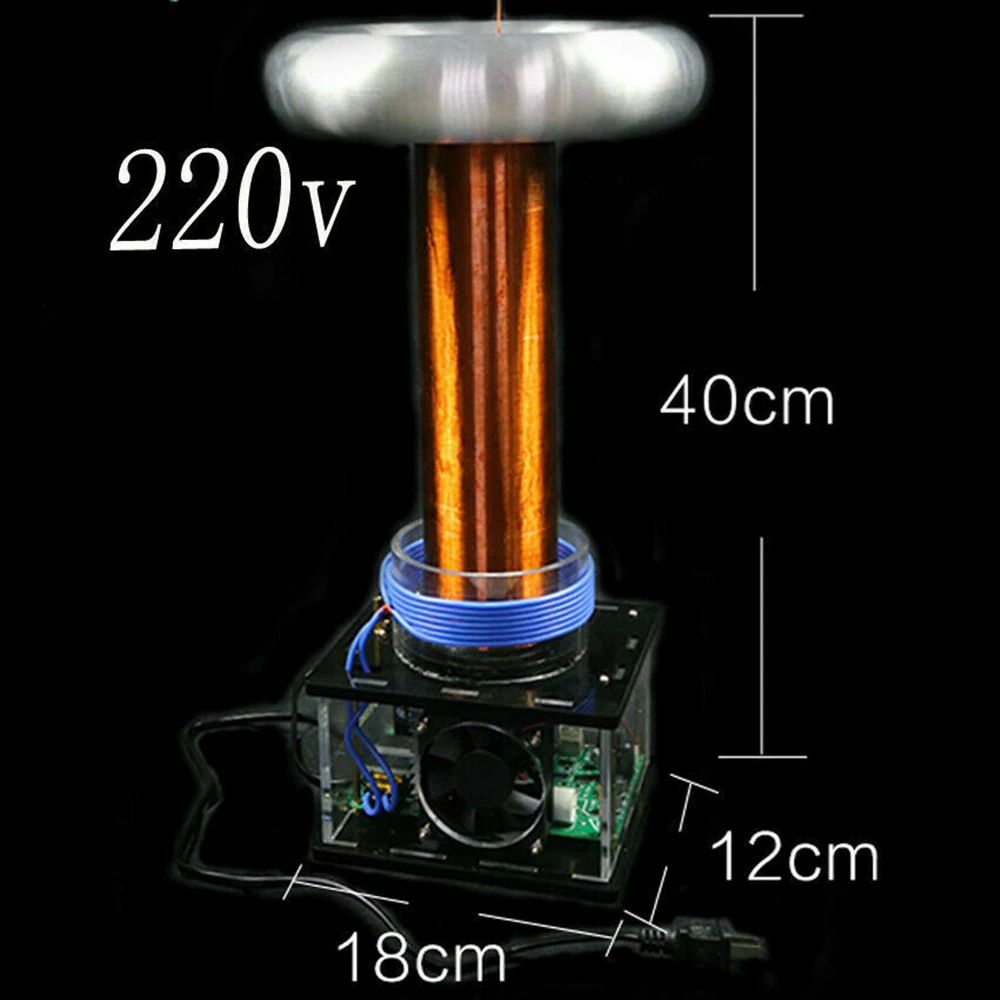 1 pz 220 V Tesla bobina elettrica induzione arco musica Tesla bobina grande impulso ad alta tensione