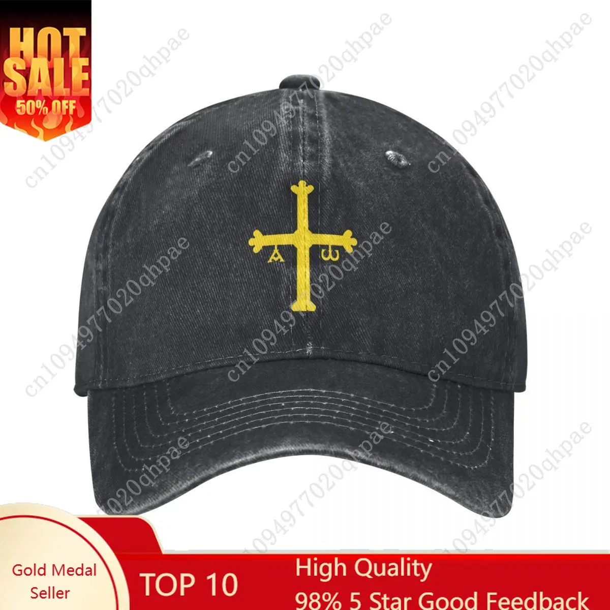 

Spain Asturias Flag Baseball Cap Retro Distressed Denim Victory Cross Snapback Hat Men Women Outdoor Summer Caps Hat