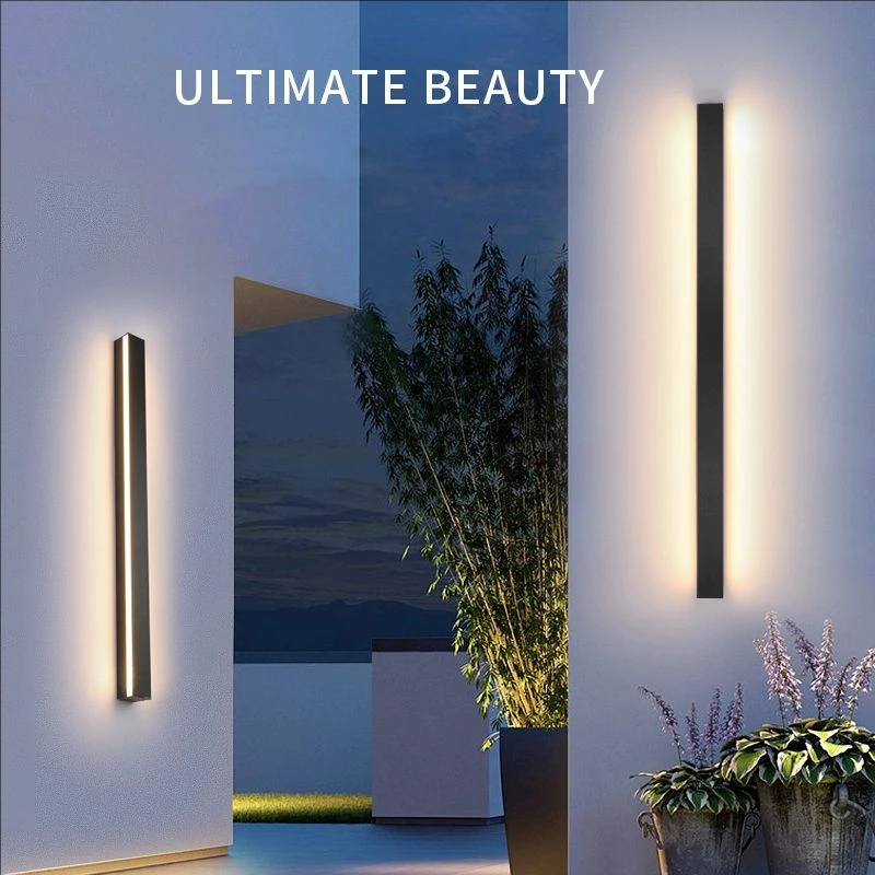 

DC24V TO 110V 220V Safe Voltage Modern Waterproof Long Strip LED Wall Lamp IP65 Warm White Wall Light Garden Porch Light