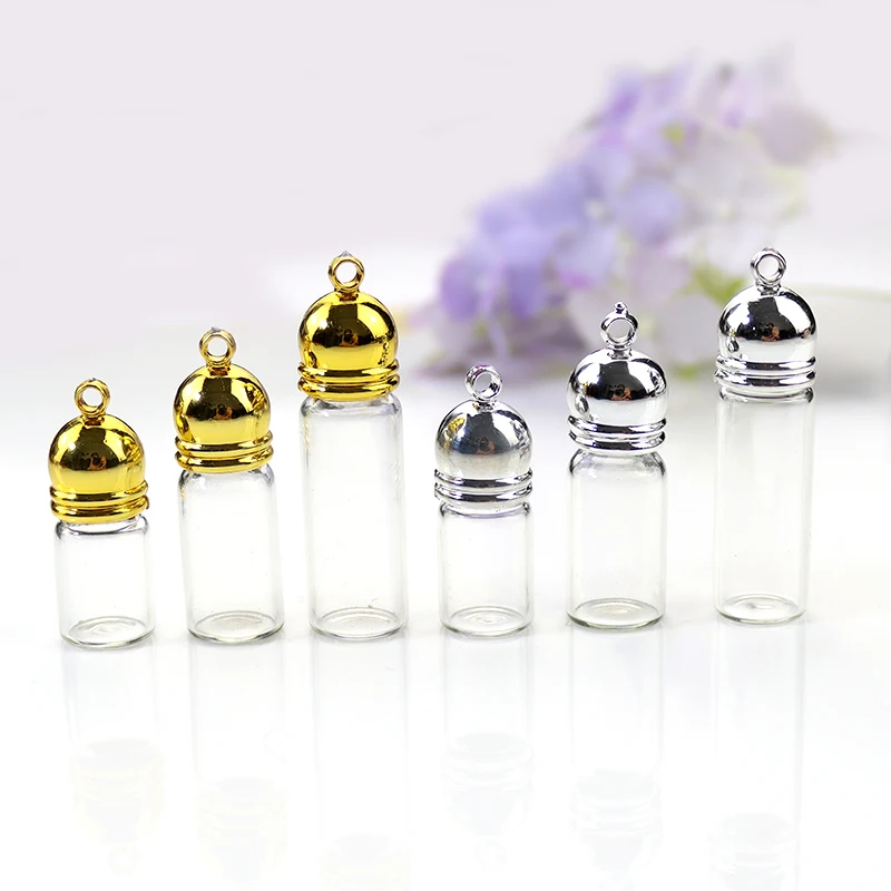 Colgante de botella de vidrio para mujer, colgante de botella pequeña de aceite esencial de Perfume, joyería, regalo, 2 uds.