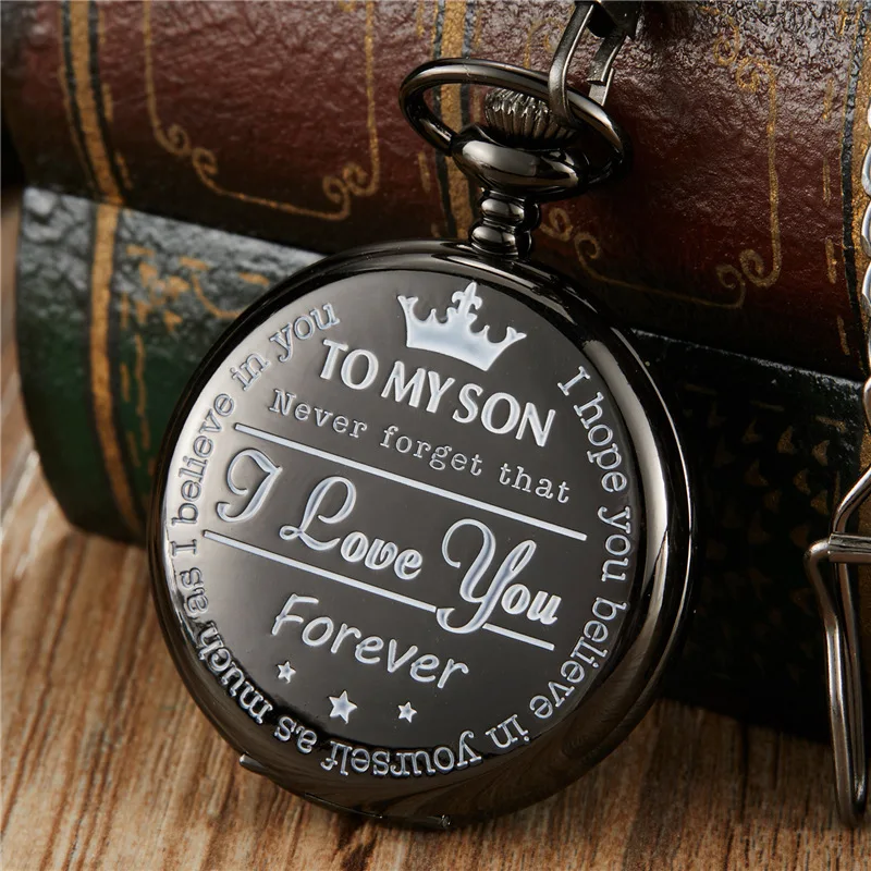 Kids Gifts Vintage Unique TO MY SON Pocket Watch, Classic Exquisite with Wasist Chain Cool Clock Best Wishes for Children