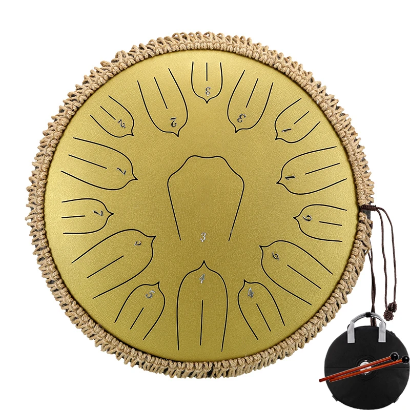 Hluru Glucophone, Steel Tongue Drum 13 Inch 15 Notes, Ethereal Drum Key D, Percussion Musical Instrument