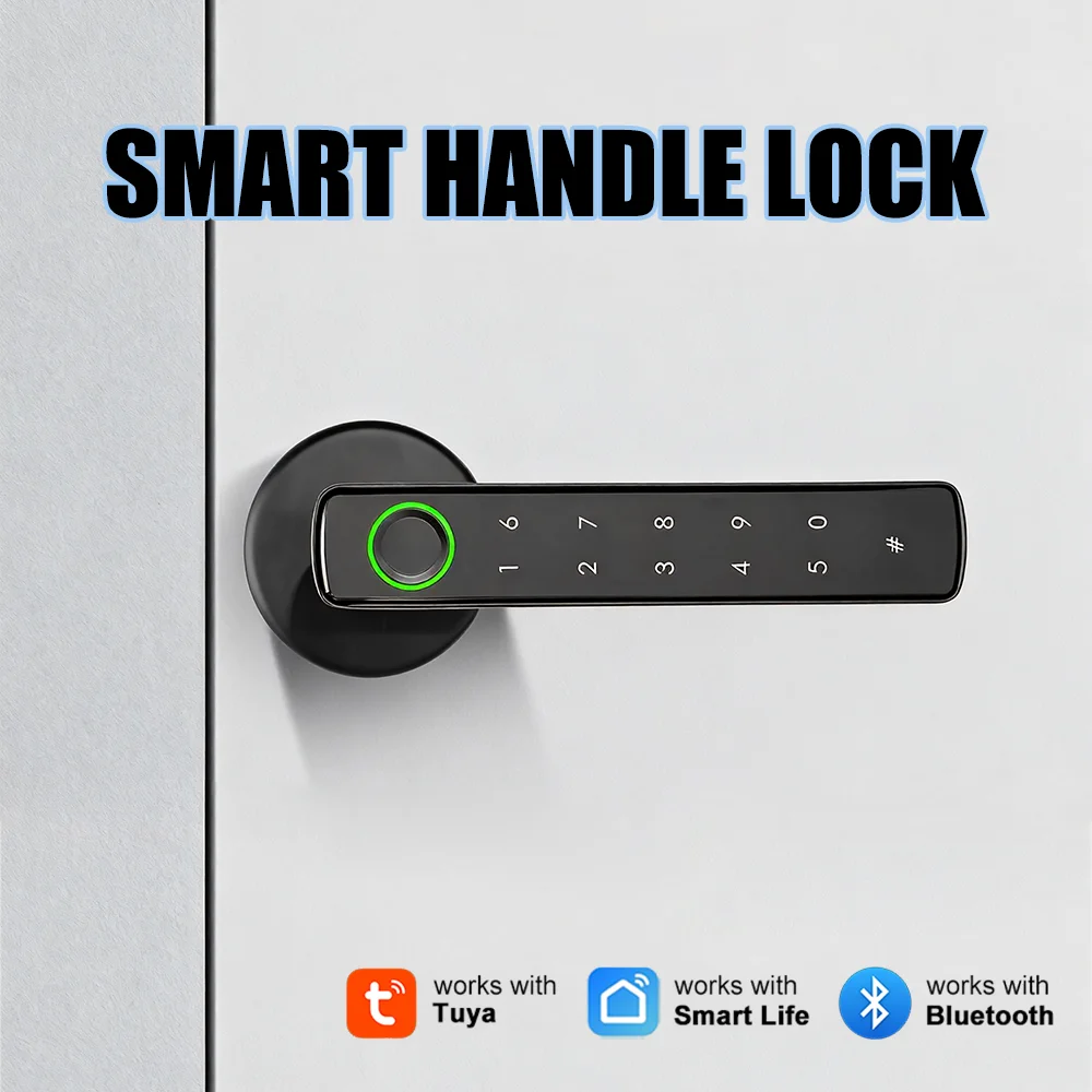 

Умный дверной замок Tuya с Bluetooth и распознаванием отпечатков пальцев, управление через Smart Life, защита и безопасность, система умного дома