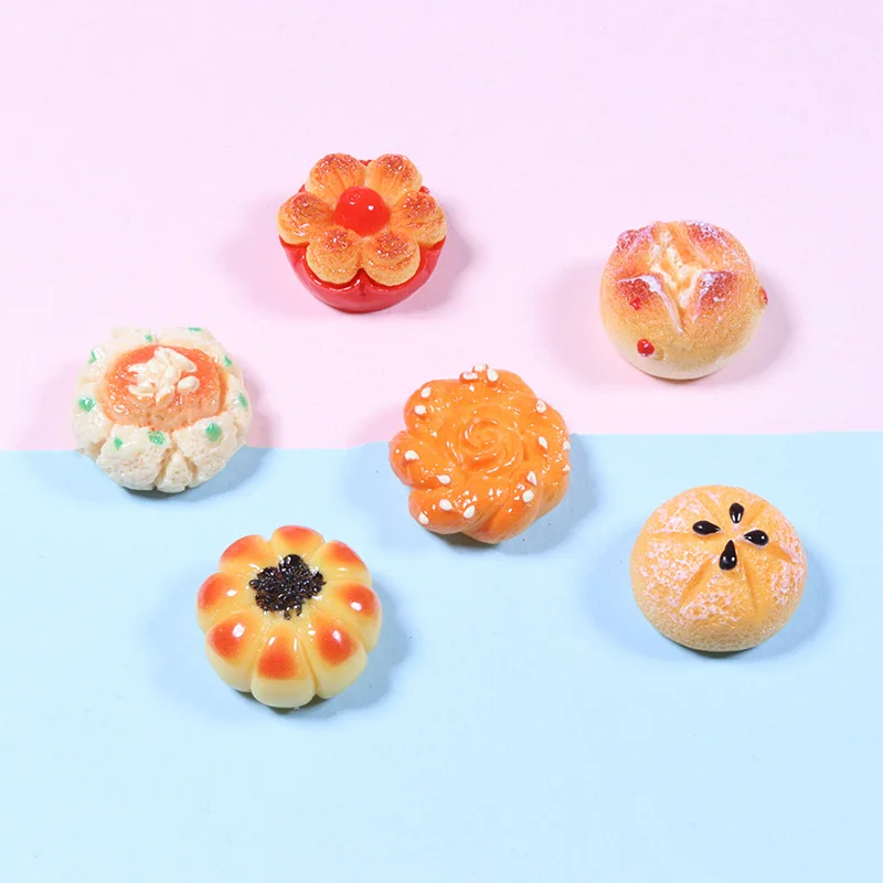 

100pcs Kawaii Resin Cookies Bread Cake Fake Food Resin Cabochons For Dollhouse Decoration Crafts Making DIY Accessories