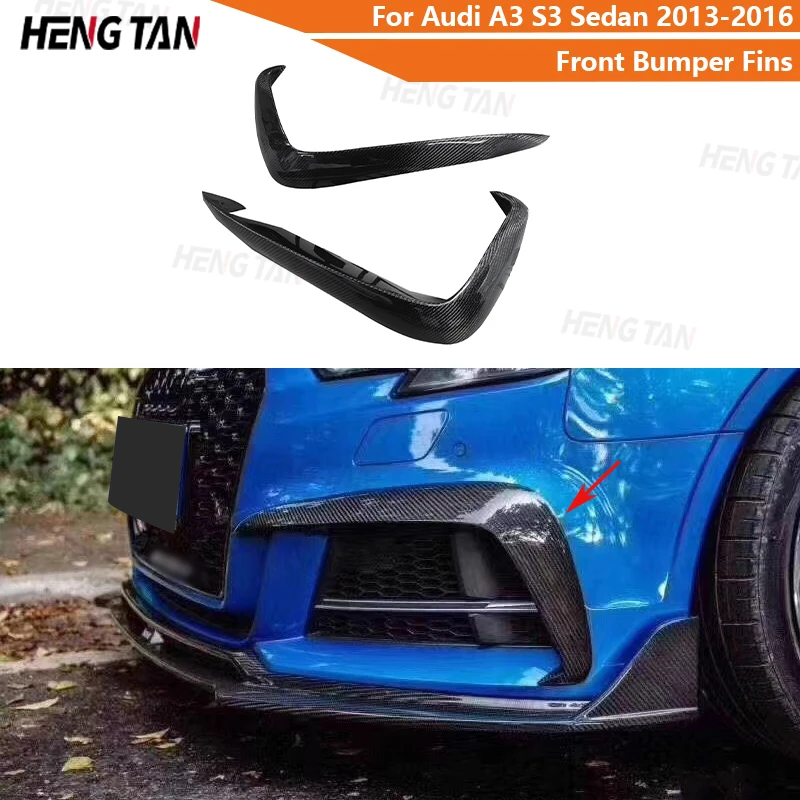 2 PCS For Audi A3 S3 Sedan 2013-2016 Car Front Bumper Side Splitters Fins Canards Parts Carbon Fiber Body kit