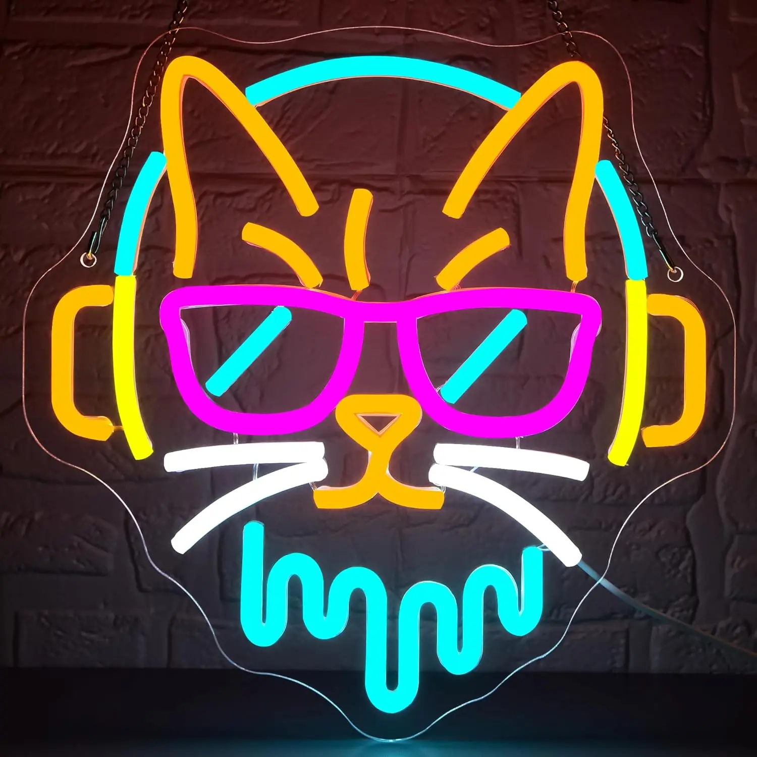 Cool DJ Cat Neon Sign Dimmable Musica LED Luce al neon per musica Studio Bar Camera da letto Uomo Cave Stage Sala da ballo Decorazioni per feste