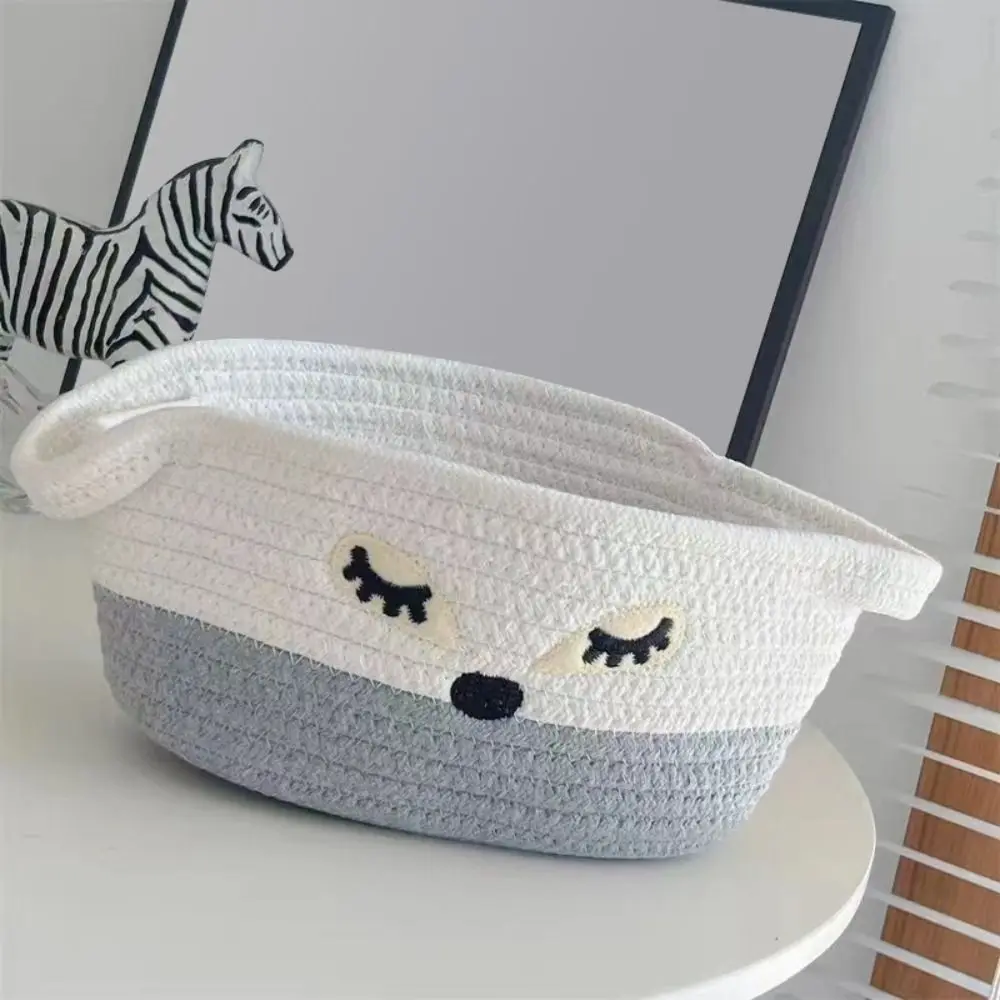 New Handle Woven Baskets Cotton Multifunctional Storage Box Multipurpose Cute Organizing Bag