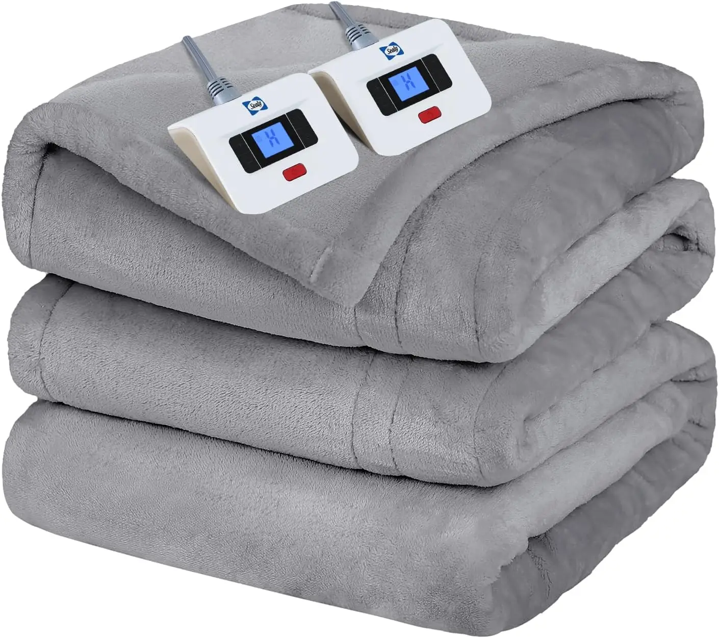 

Queen Size Electric Heated Blanket with 10 Heat Levels, Auto Shut Off, Machine Washable, Light Grey