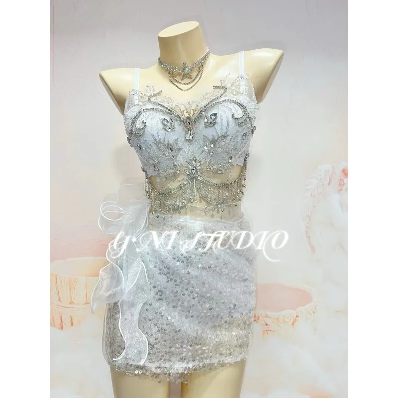 Customized Pure Desire EDC Electronic Syllable Bikini Vest Dress Stage Performance Costumes Bras Skirts