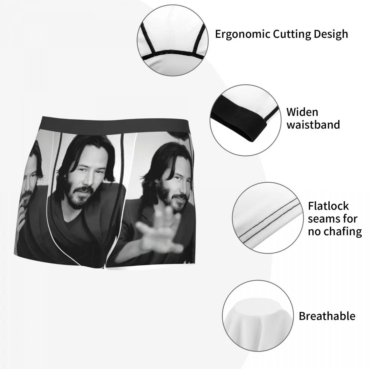 Keanu Reeves-Calzoncillos bóxer para hombre, ropa interior muy transpirable, pantalones cortos con estampado 3D de alta calidad, Idea de regalo