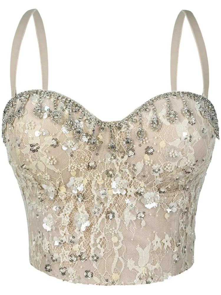 Rhinestones Female Corset Top Women Camis Nightclub Pearls Short Chest Binder Sexy Camisole Mujer Lingerie Tube Bra Debardeur