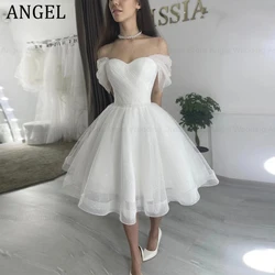 ANGEL Short Sparkly Sweetheart Wedding Dress Customized 2025 Lace Up Back Off The Shoulder Knee Length Women Bridal Gowns