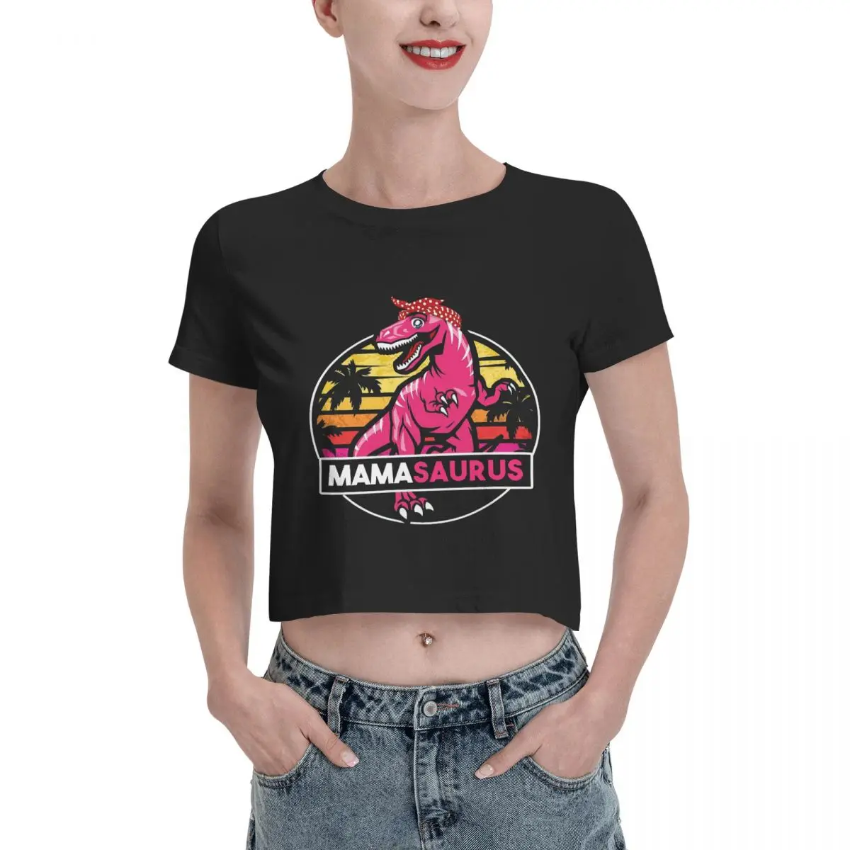 Mamasaurus Leak navel T-shirt, Womens Summer Cotton Tee Fashion Crew Neck Short Sleeve T Shirts