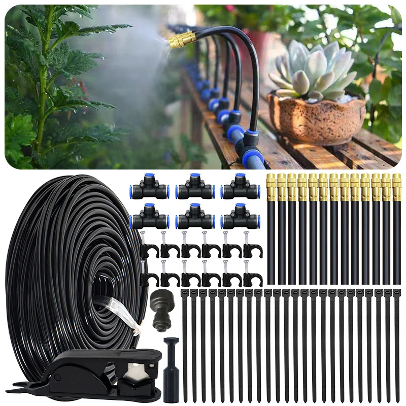 5M-20M DIY Free Bending Universal Spray Kit For Greenhouse Garden Plant Watering Irrigation Outdoor Patio Misting Cooling System