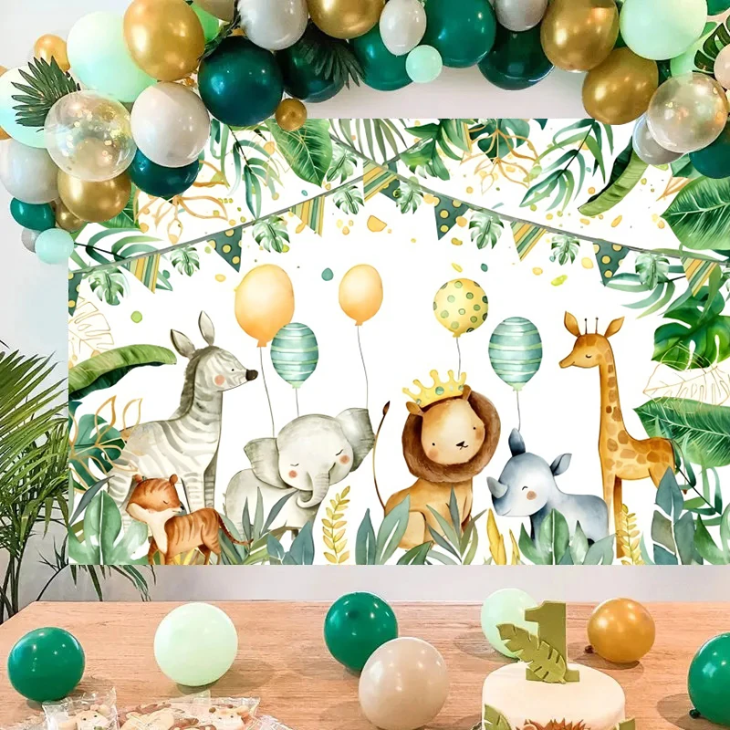 

Jungle Safari Animal Background Banner Birthday Party Decoration Boy Kids Baby Shower Wild One Woodland Party Backdrop Custom