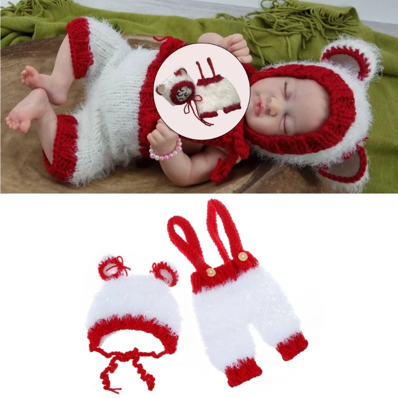 

Newborns Photo Posing Props Beanie Bear Ear Hat & Pants Photostudio Accessories