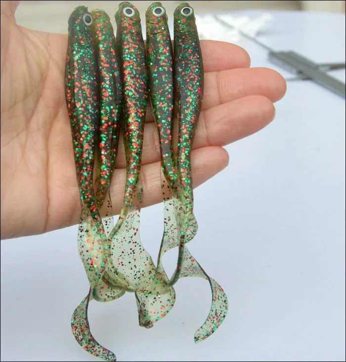 Fishing Lure Soft Bait 6.5g 10.5cm Single Tail Grub Artificial Fish Bait Night Fishing Glow Luminous Lot 5 Pieces