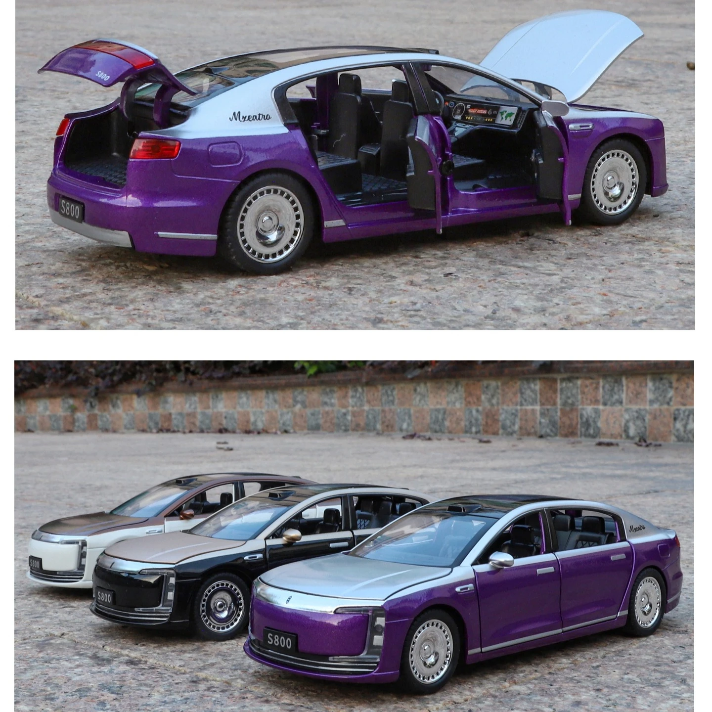 1:32 S800 NIEUWE ENERGIE Speelgoed Model Auto Legering Diecast Geluid Licht Deuren Geopend Trek Rubber Collectie Banden voor Kind Gift