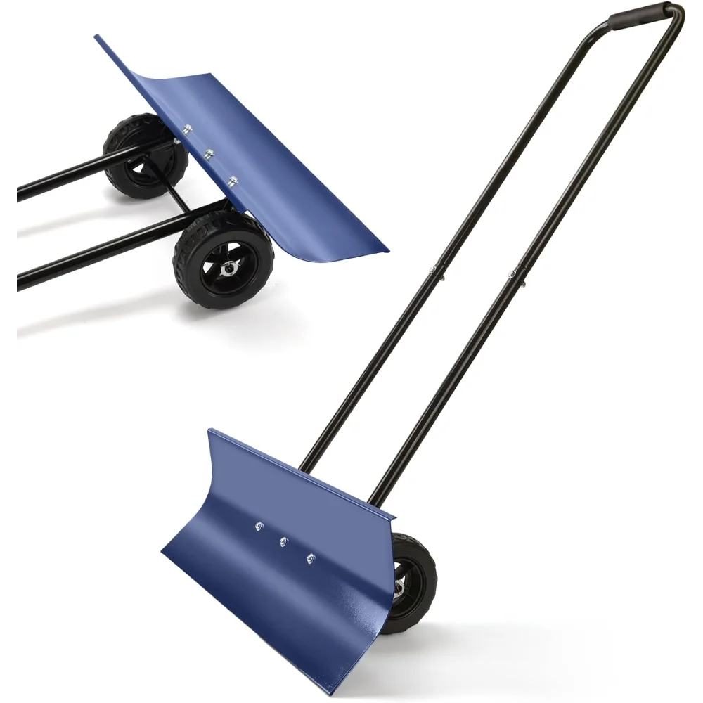 

30" Snow Pusher Shovel, Wide Segmented Handle for Efficient Clearing on Driveways