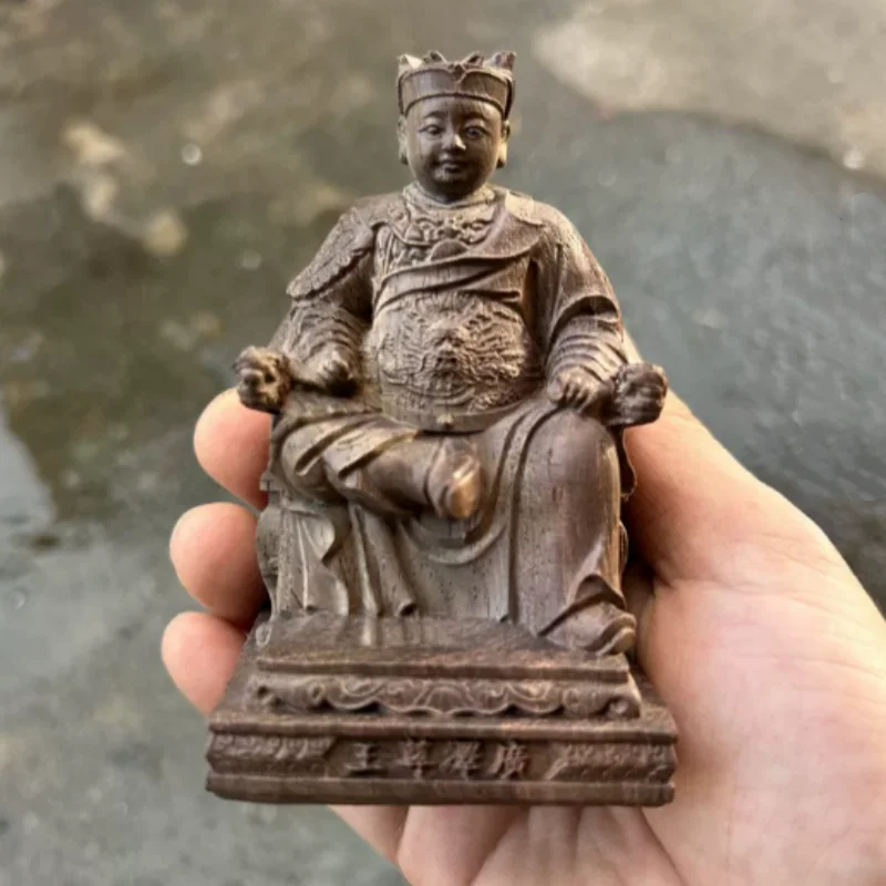 China collection retro wood carvings Guangze Zunwang deity statue home Chinese style desktop offerings decorative handicraft