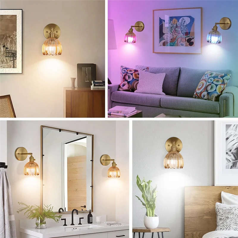 

A25F-прикроватная лампа, светодиодный настенный светильник, винтажный янтарный стеклянный переключатель-цепочка, кабинет, ресторан, домашний декор, лофт