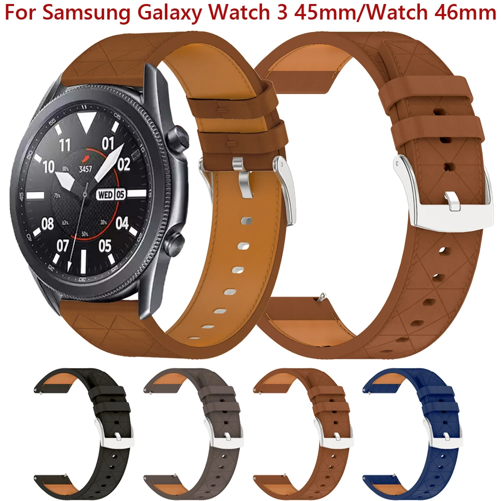 Watchband For Samsung Galaxy Watch 3 45mm Strap 22mm for Galaxy Watch 46mm Gear S3 Frontier Classic Leather Wristband Bracelet