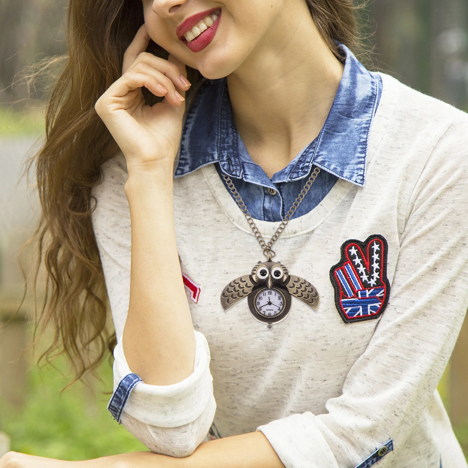 2 قطع ريترو البومة ساعة الجيب الكوارتز سبيكة خمر شنقا قلادة الأزياء الديكور هدية فريدة خمر البومة ساعة الجيب #1