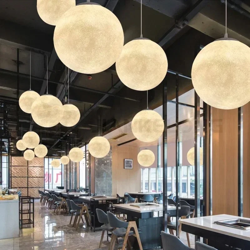 Nordic Moon Led Pendant Lights for Living Room Dining Bedroom Home Decorations Chandelier Cafe Restaurant Hanging Lamp Luminaire