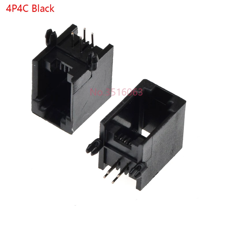 10 pcs RJ11/RJ45 4P4C 6P6 6P4C 6P2C 8P8C Modular Network PCB Jack Vertical Ports Sockets Female Connectors Black Gray crystal