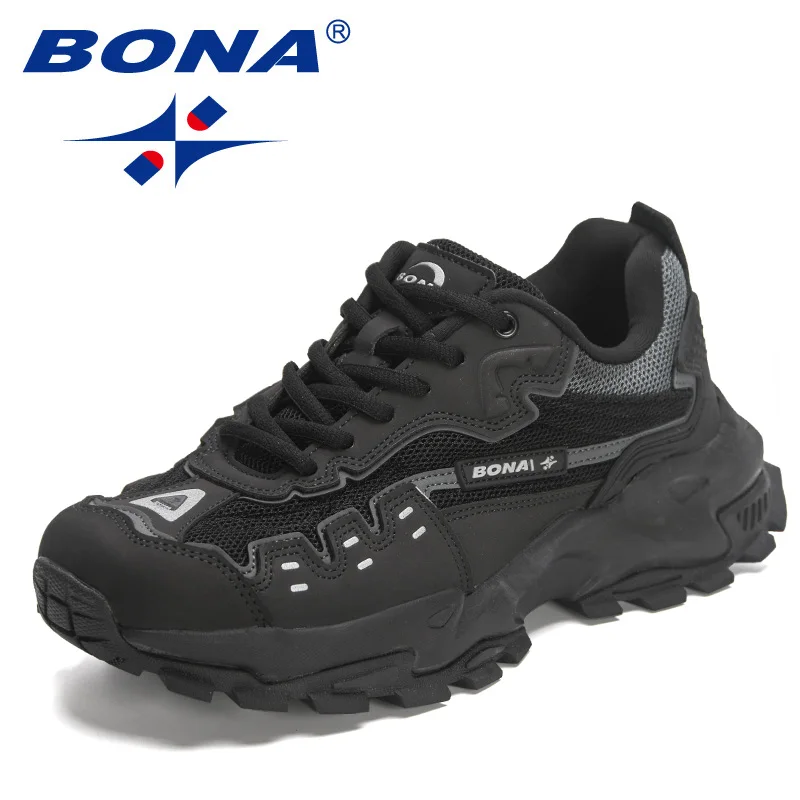 BONA-Zapatillas deportivas de cuero para hombre, calzado deportivo para correr, caminar y trotar, novedad de 2023