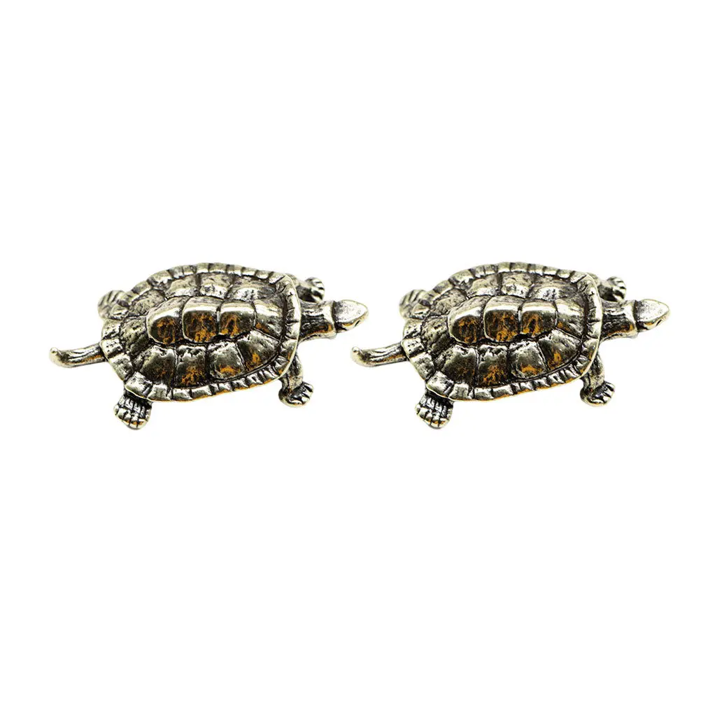 

2Pcs Brass Tortoise Figurines Retro Style Desktop Ornament Creative Brass Craft Decor Unique Desktop Animal Figurines