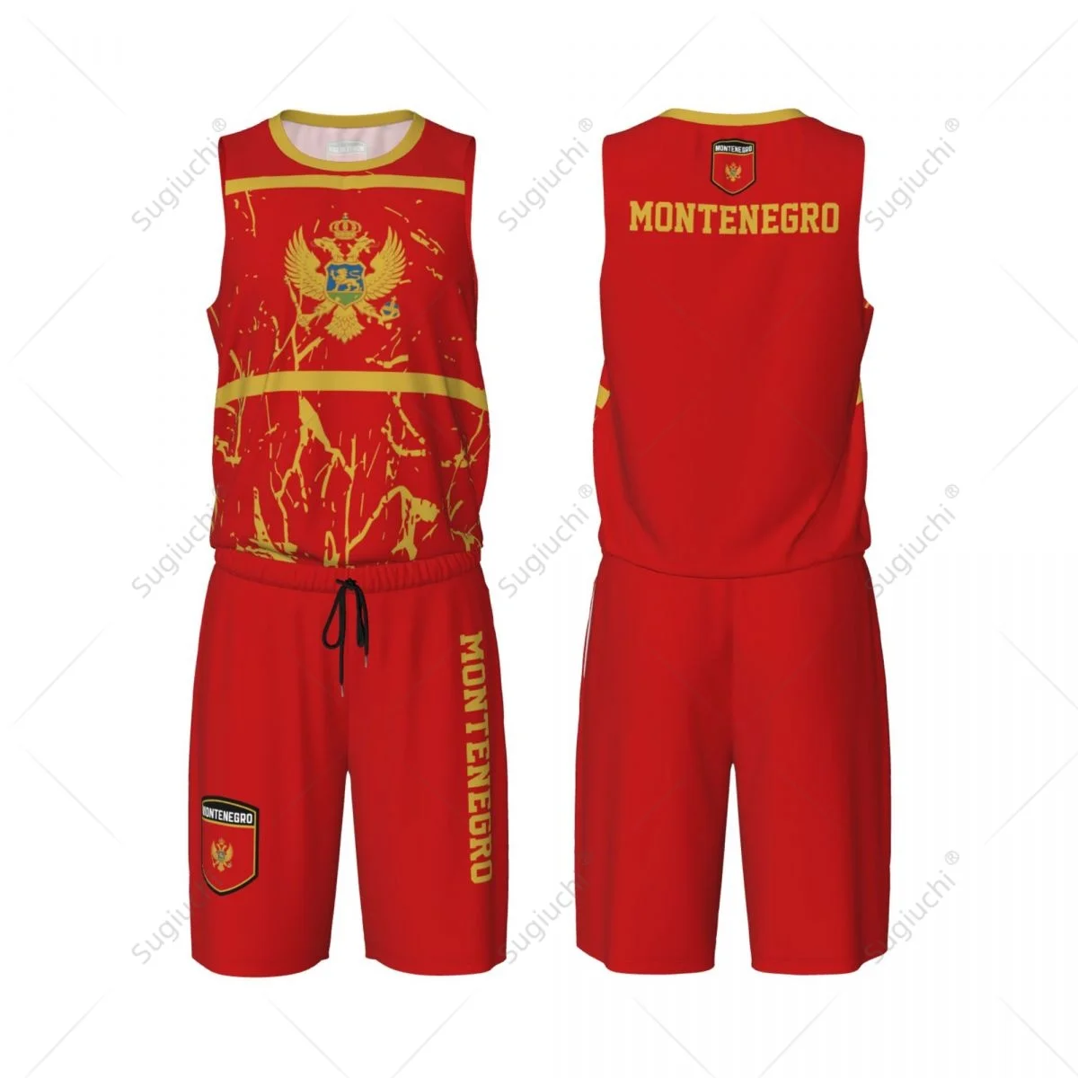 Team-up Montenegro Flag Grain Men Basketball Jersey Set Shirt & Pants Sleeveless Custom Name Nunber Exclusive