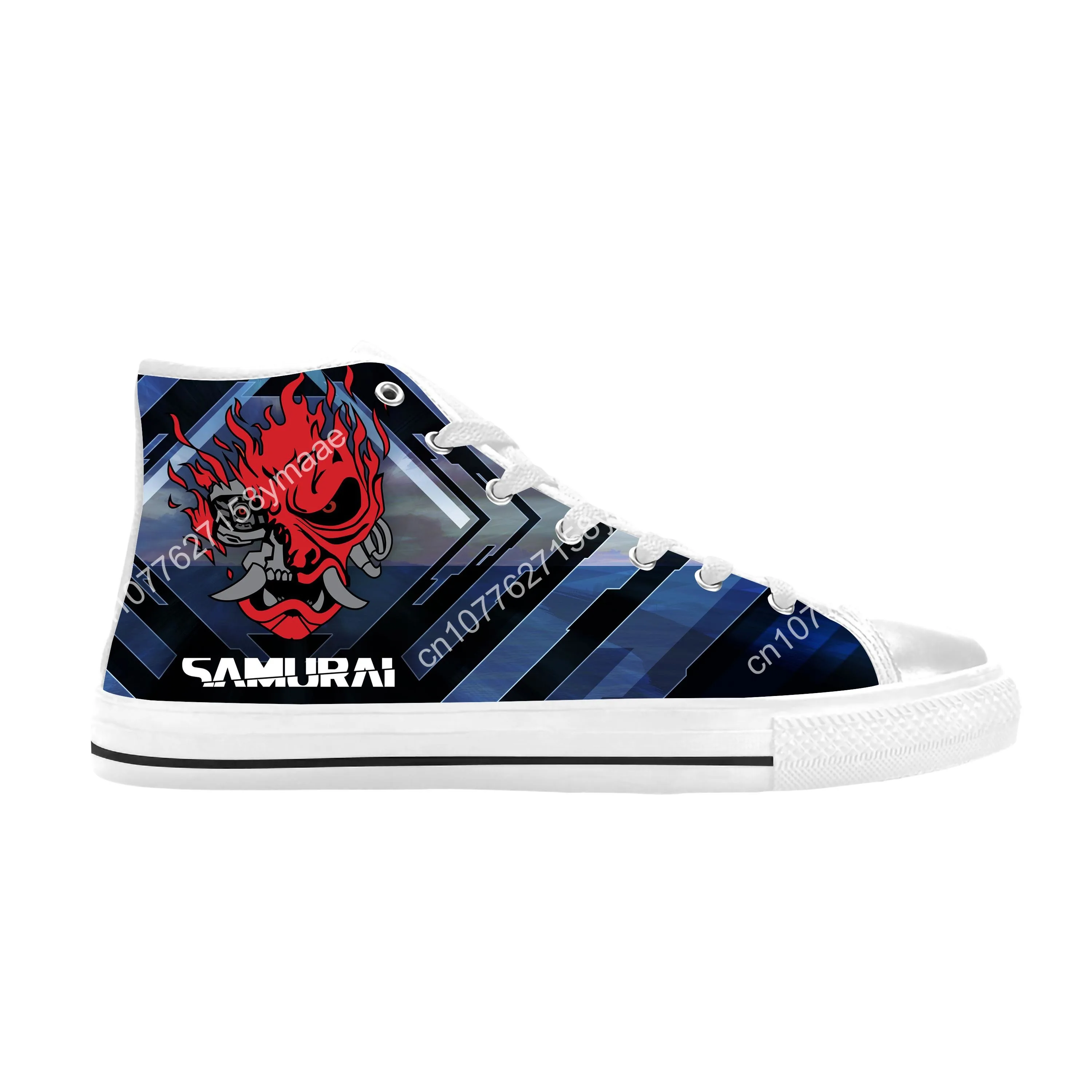 Vintage Samurai Retro Japanese Gaming 2077 Game Casual Cloth Shoes High Top Comfortable Breathable 3D Print Men Women Sneakers