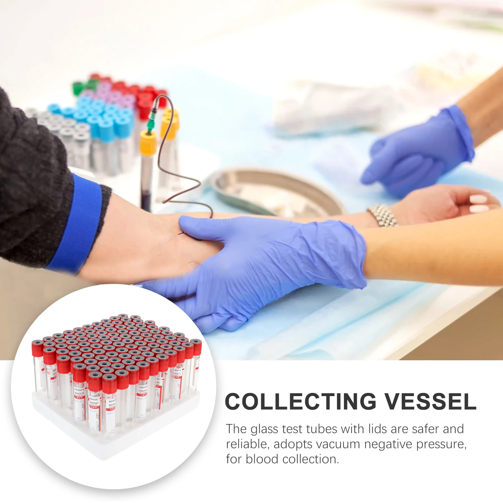 

10ml Blood Collection Tube Glass Negative Pressure Disposable Experiment Test Tubes Cover Hospital Laboratory Tubes