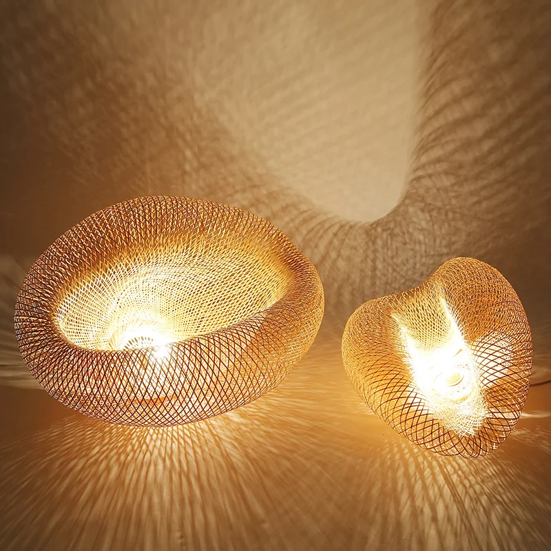 Imagem -04 - Lustres de Led de Bambu Artesanal Japonês Tecelagem Pendurado Luzes Pingente Lâmpada Tecida Rattan Sala de Estar e Jantar Luzes Decoração de Casa