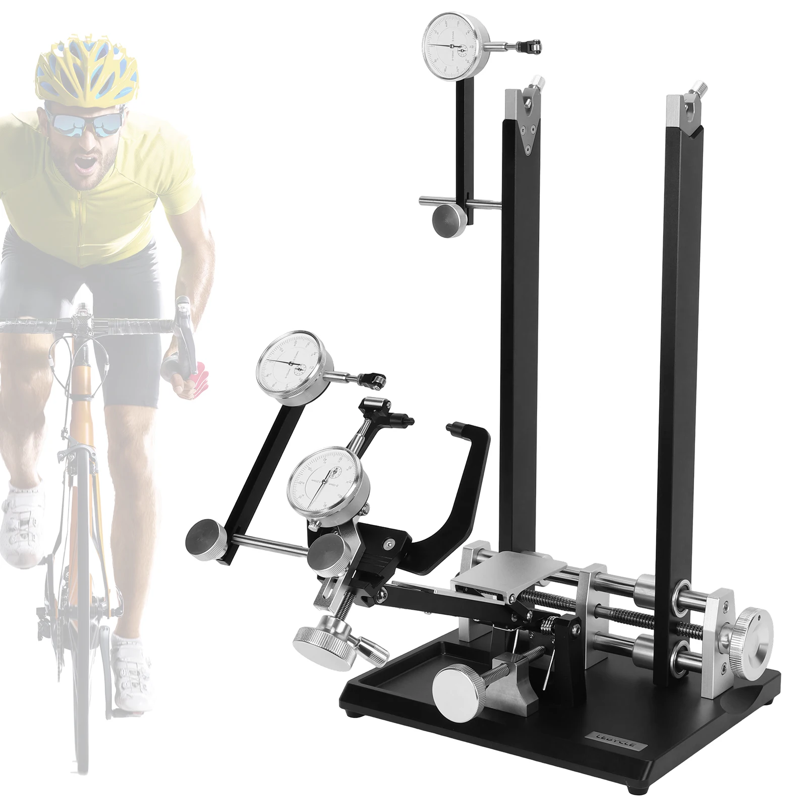 

Bicycle Wheel Truing Stand with Precision Dial Indicators Magnetic Tool Holder Folding Rim Calibration for MTB Road Bike Repair