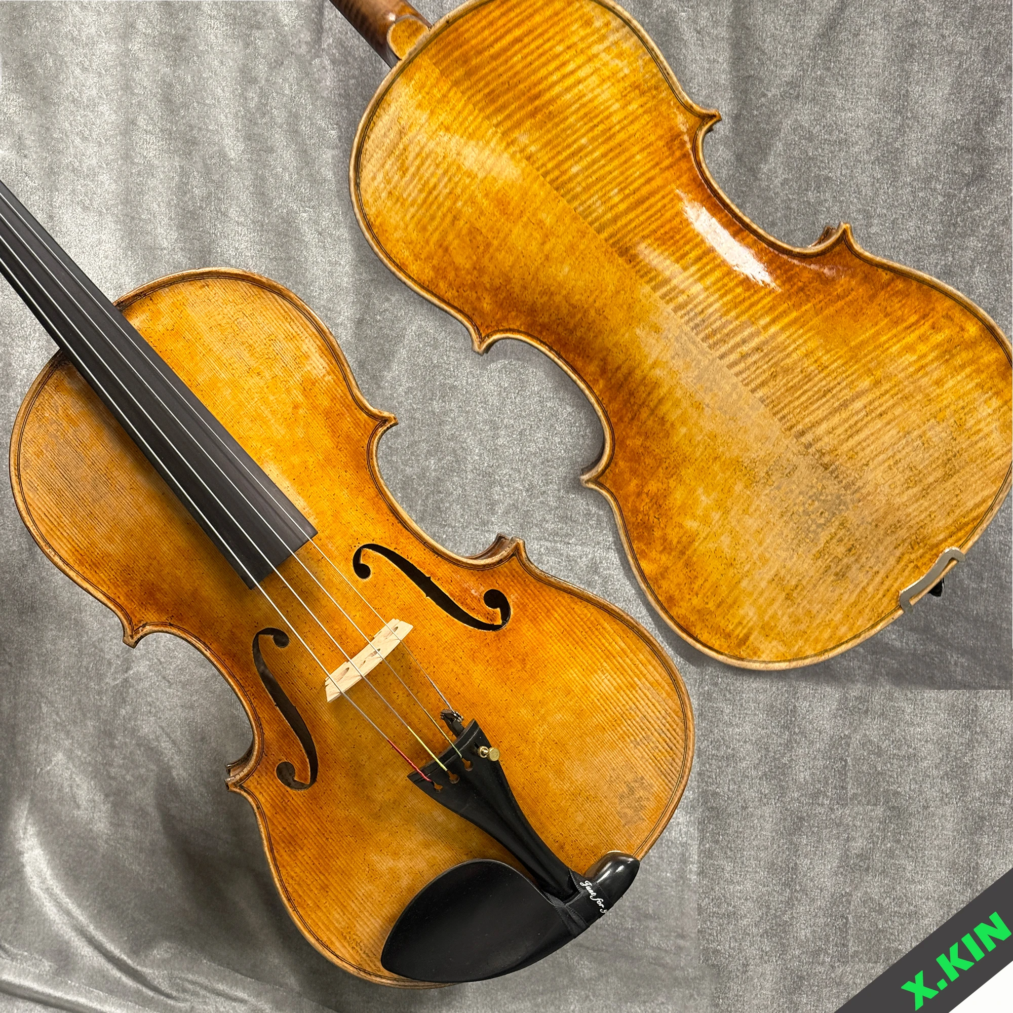 16-Inch Vintage Viola with Ebony Accessories, Complete Set with Case, Bow, Shoulder Rest, and Strings