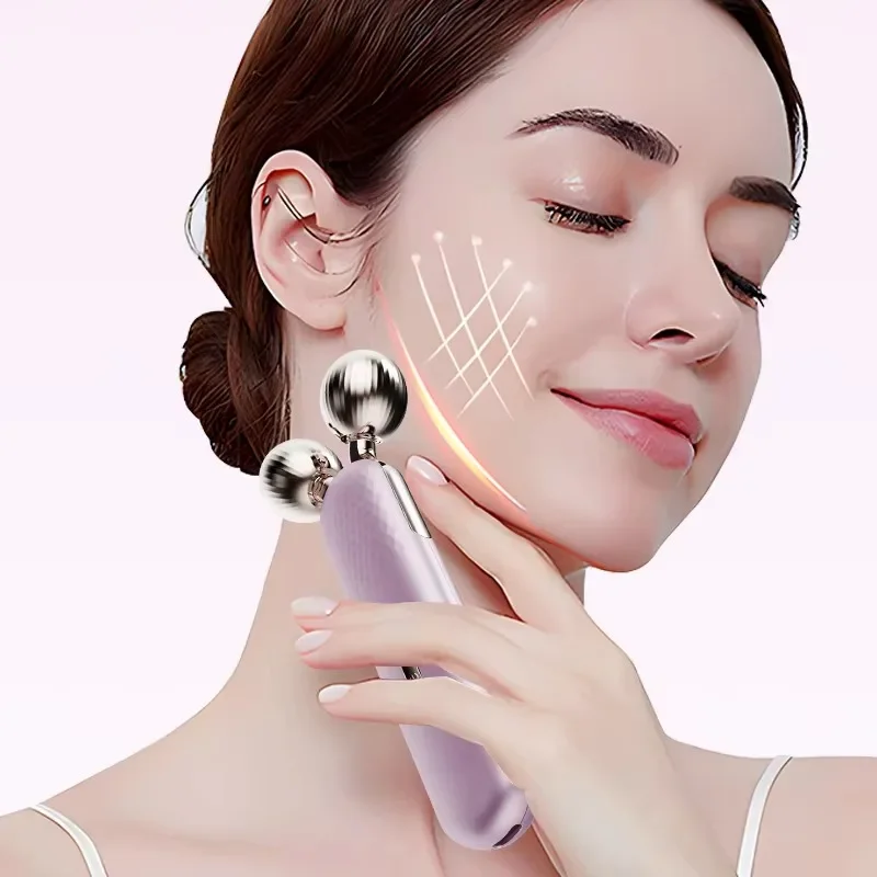 Home Use Portable EMS Ice Compress Beauty Device weaken anti puffiness Neck Wrinkles Skin Lifting Massage Face Roller