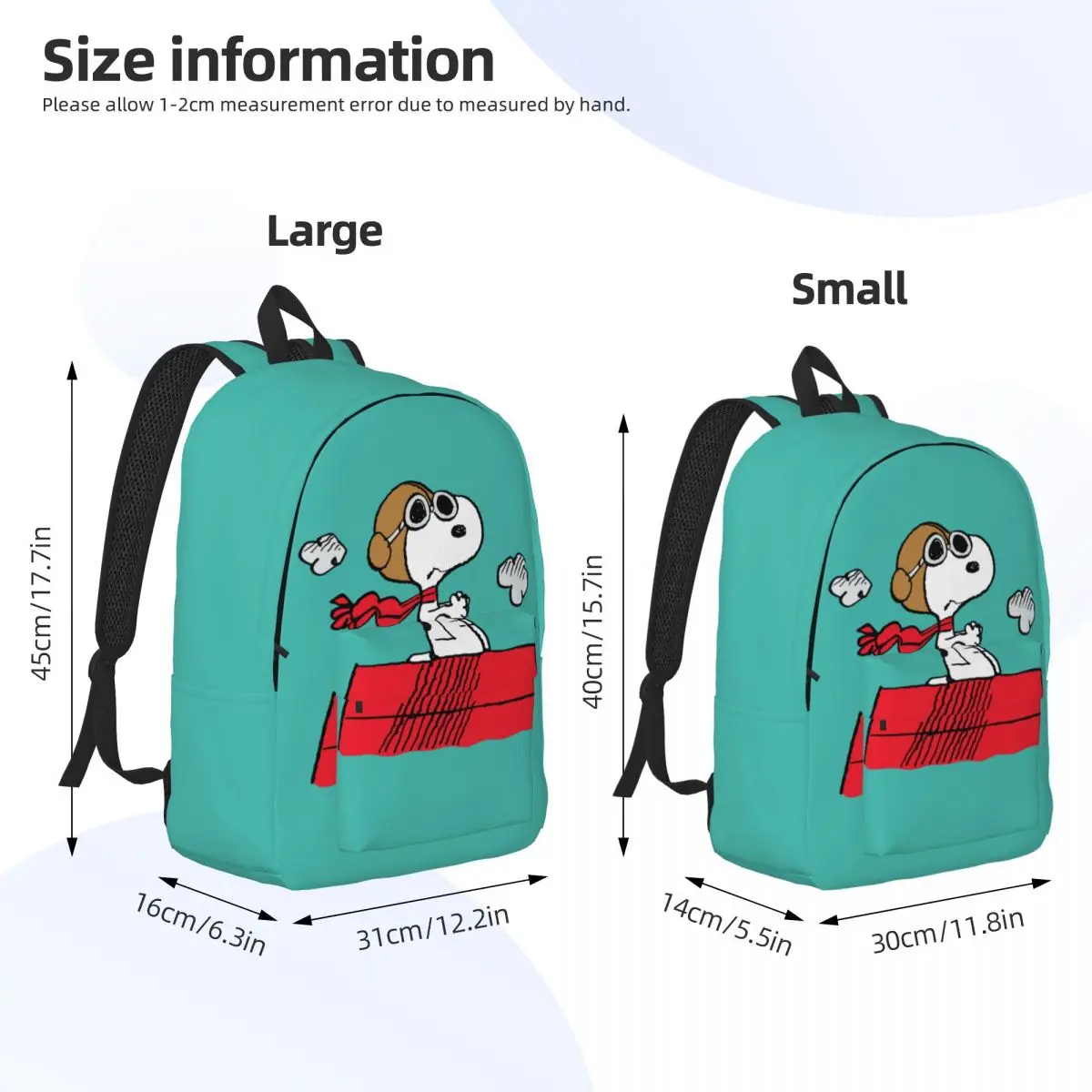 Peanuts Snoopy The Flying Ace Classical Backpack Outdoor High School Hiking Travel Daypack for Women Laptop Computer Canvas Bags