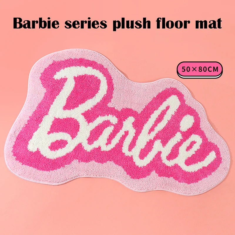 Kawaii Barbie Carpet Dancing Princess Pink Flocked Bedroom Kids Room Decoration Non-Slip Floor Entrance Door Mat Girl Gift