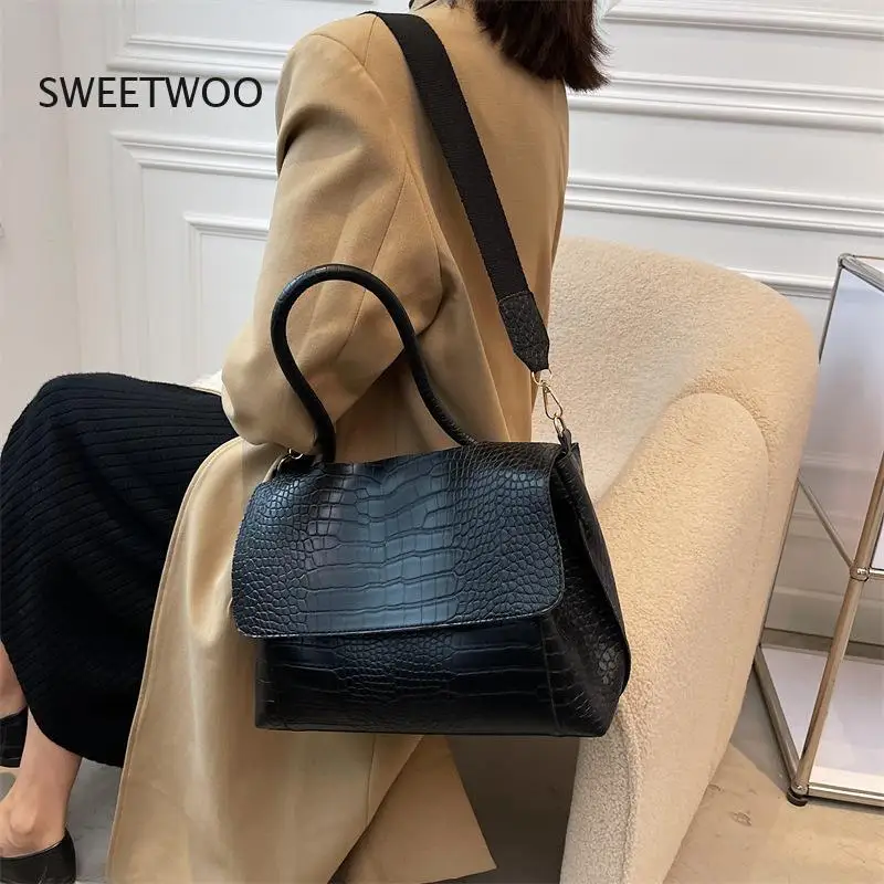 Designer Crocodile Pattern women handbag Large Capacity  Shoulder Bags for female 2021 Casual Totes Pu Leather messenger bag