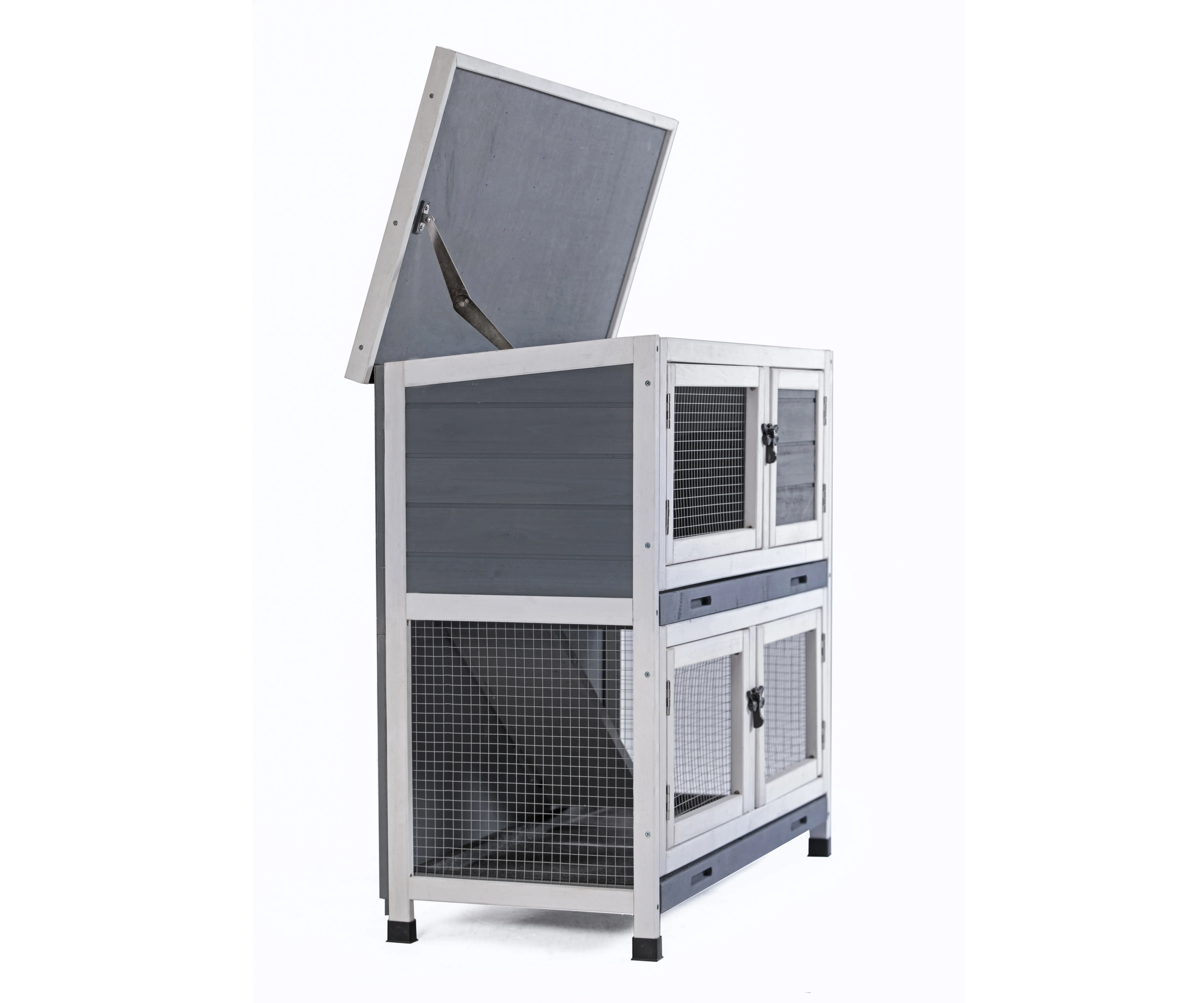 Doppia gabbia per conigli con scala e vassoio da arrampicata per piccoli animali