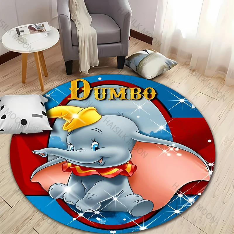 Disne Dumbo Round Carpet Children's Rug Area Rug Round Rugs Floor Mat for Bedroom Living Room Chair Non-slip Rug