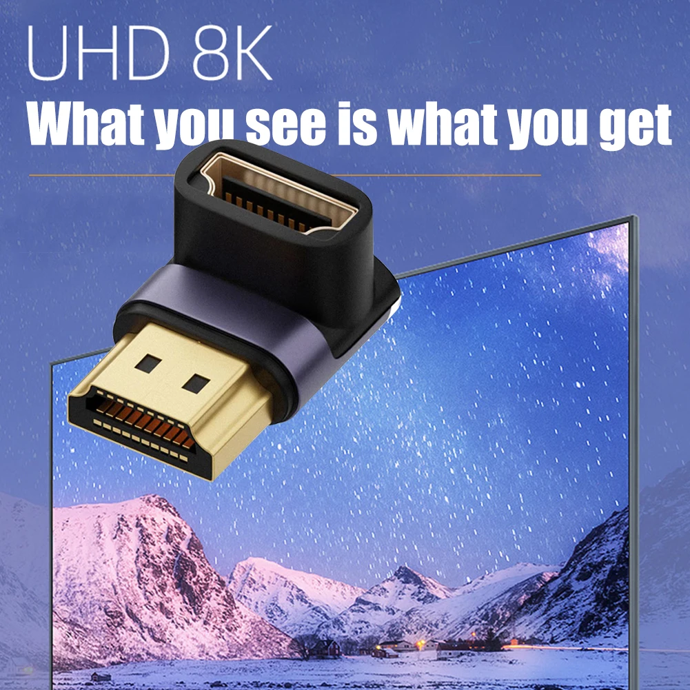 Adaptador extensor compatible con HDMI 8K, convertidor macho a hembra de 90 grados, codo UHD2.1 de 4K y 120Hz para Monitor de ordenador portátil PS4, PS5, HDTV