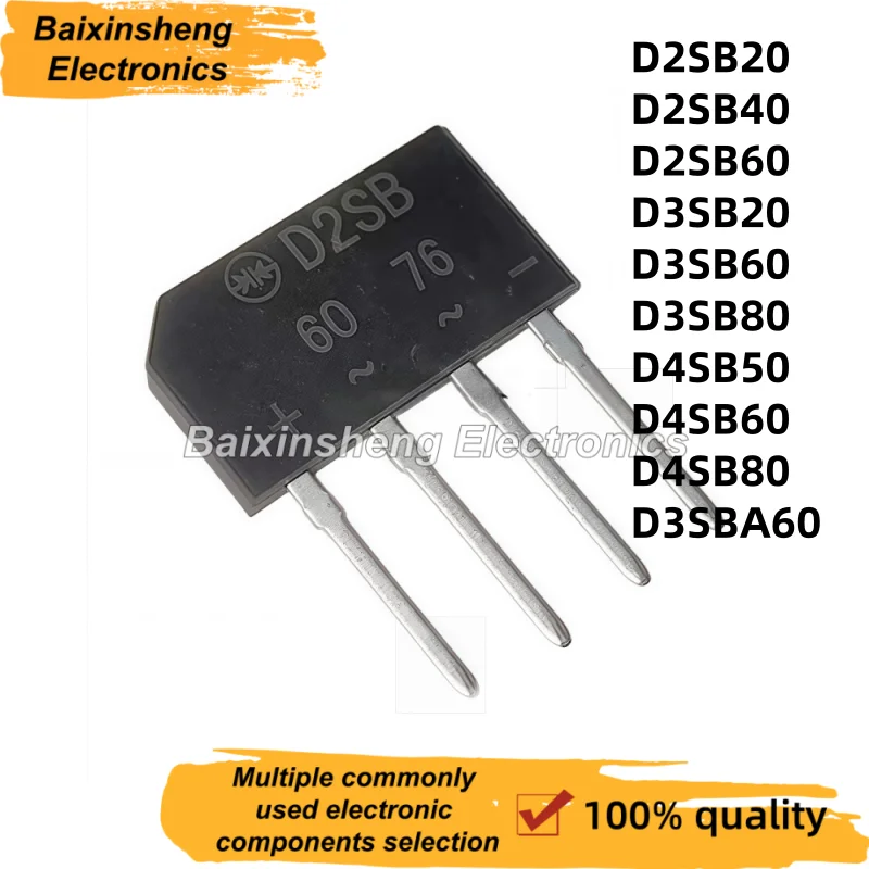 10PCS D2SB20 D2SB40 D2SB60 D3SB20 D3SB60 D3SB80 D3SBA60 D4SB50 D4SB60 D4SB80 Induction cooker flat bridge, rectifier bridge