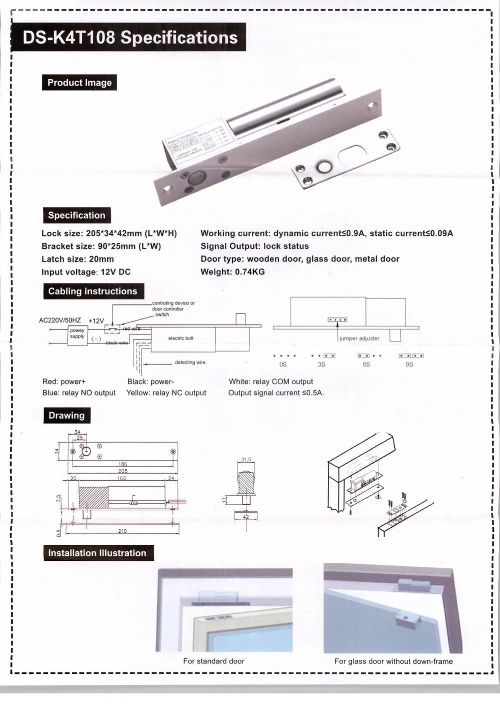 DS-K4T108 Safe Electric Bolt