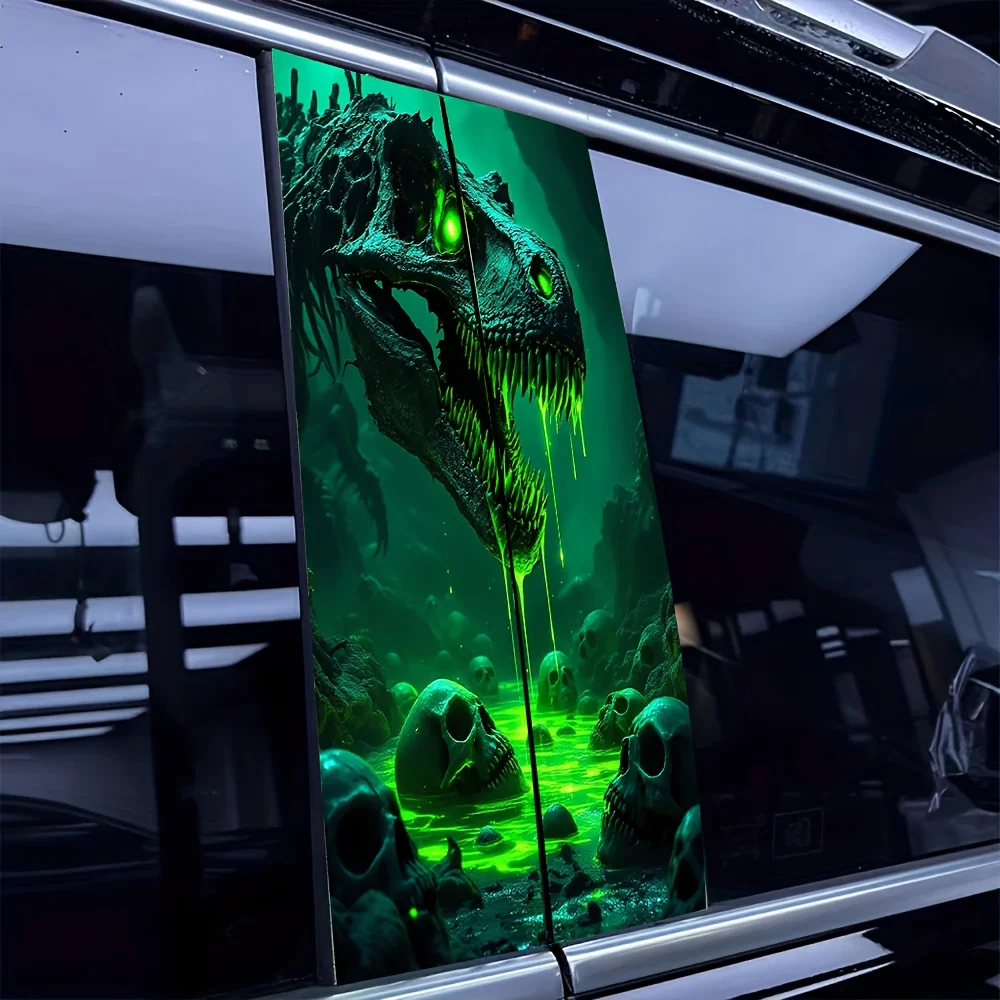 

Автомобильная наклейка с рисунком динозавра из двух частей: водонепроницаемая и устойчивая к царапинам - праздничные декоративные аксессуары для ноутбуков и автомобилей